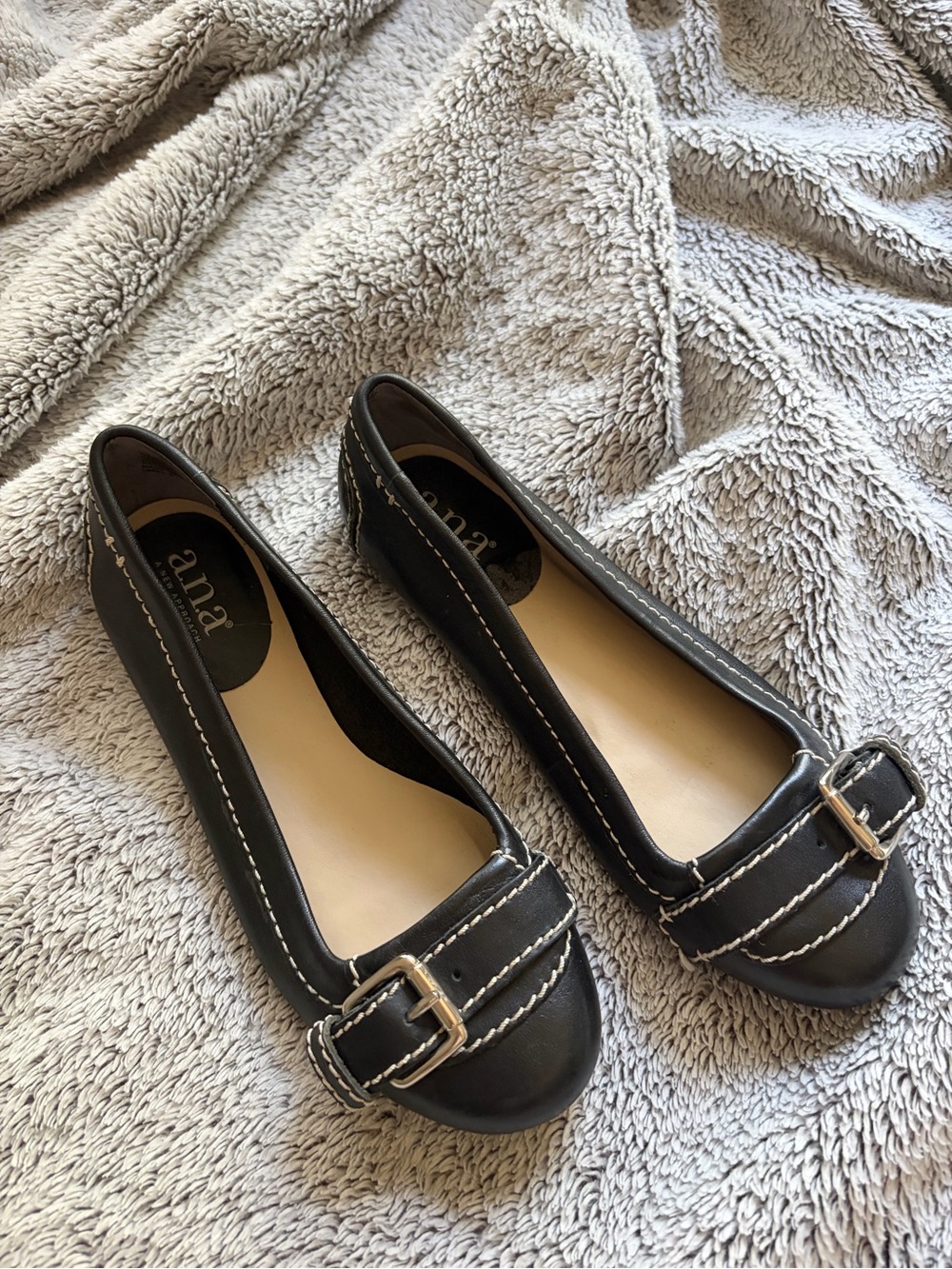 a.n.a Black Buckle-Accent Women's Ballet Flats